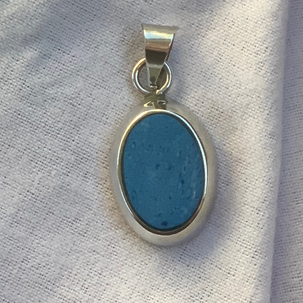 Speckled blue 925 silver pendant